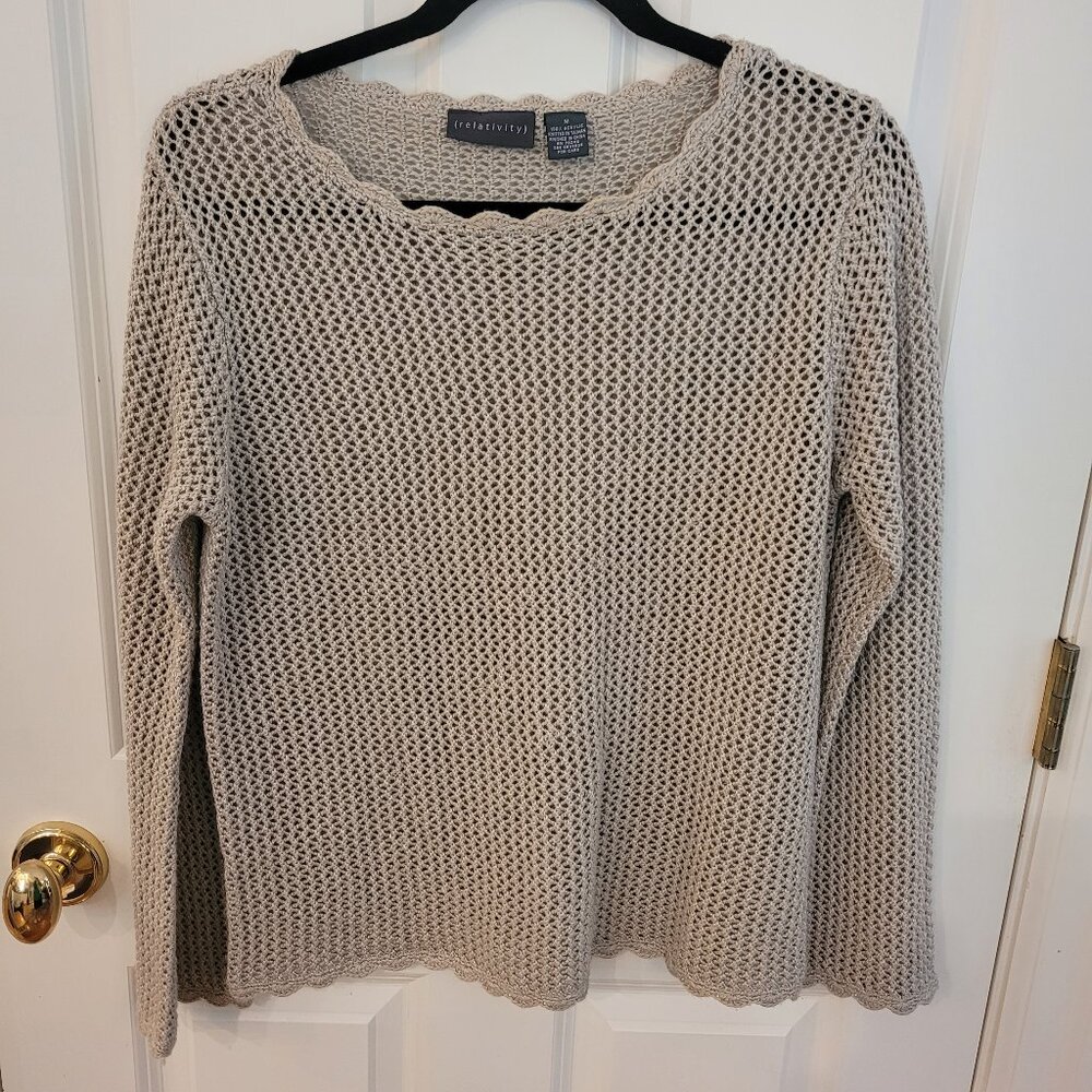 Relativity Brand Scallop trim sweater.